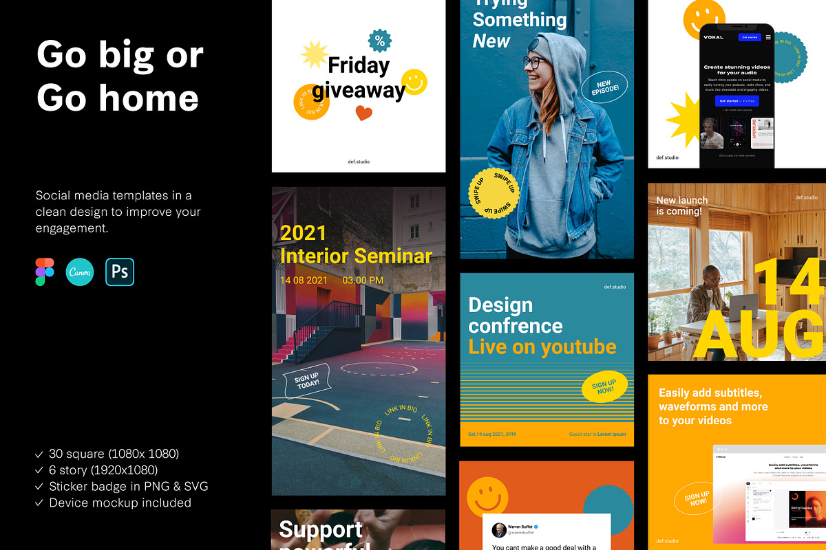 Startup Social Media Pack + Stories, a Social Media Template by Def Studio (Photo 1 of 10)