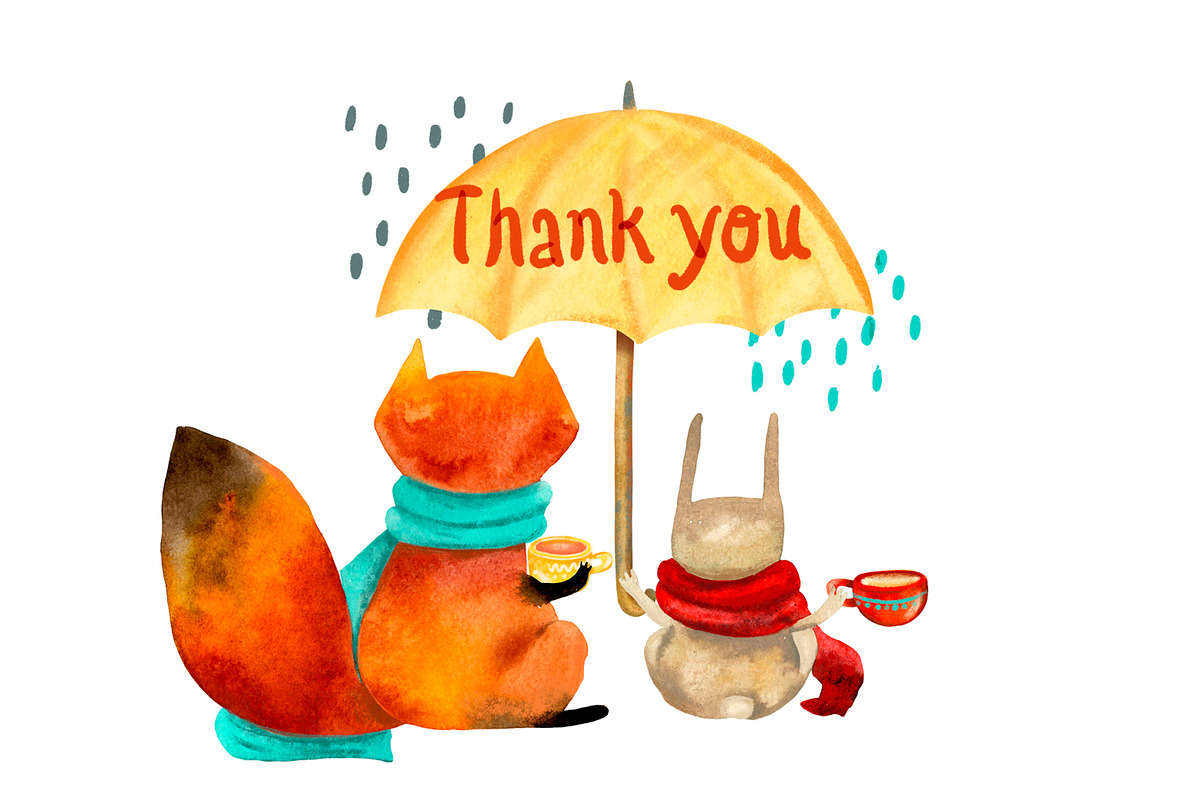 Watercolor fox rabbit autumn clipart, an Object Graphic by NataLyaroArt (Photo 14 of 14)