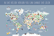 Cute Animals Vector World Map, an Animal Illustration by Pingebat (Thumbnail 3 of 14)