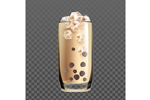 Iced Cold Coffee Drink Glass With