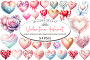 Watercolor Valentine Heart Clipart, an Illustration by DreamCafeArt (Thumbnail 1 of 6)