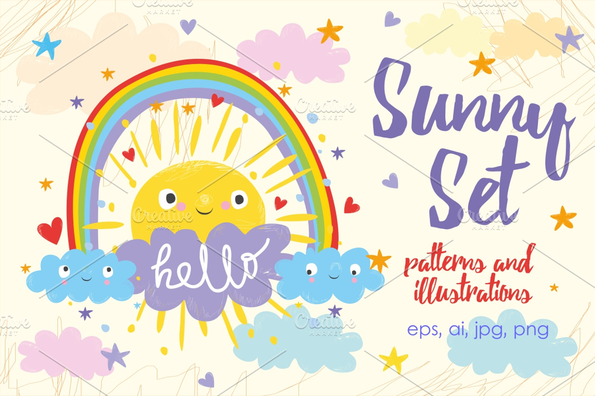 Cute sun and cloud, an Education Illustration by Lesya Skripak (Photo 1 of 6)