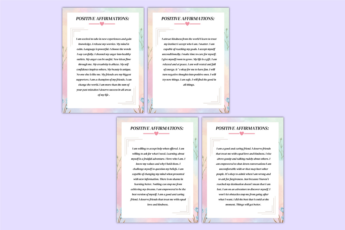 1000 Positive Affirmations For Women, a Stationery Template by Mustafiz (Photo 8 of 8)