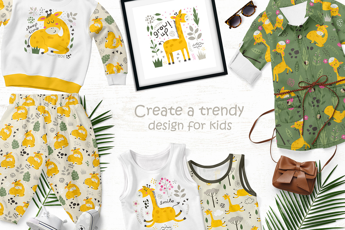 Giraffes Clipart & Pattern, a Background Graphic by Nafanya (Photo 2 of 9)