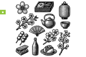 Japanese Culture Set, an Object Graphic by RT Studio