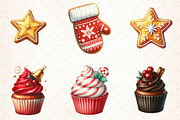 Christmas Cookies and Cupcakes Clipa, an Illustration by DreamCafeArt (Thumbnail 3 of 8)
