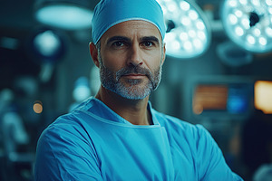 Male surgeon in medicine uniform in modern hospital operating ro, a Health & Medical Photo by AlyaAnd