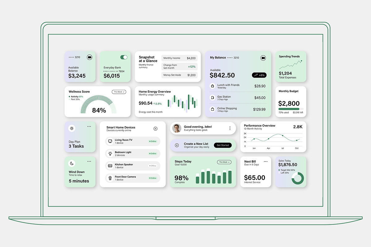 Bento Box Dashboard UI Template, an UI Kit Template by BrandPacks (Photo 4 of 6)