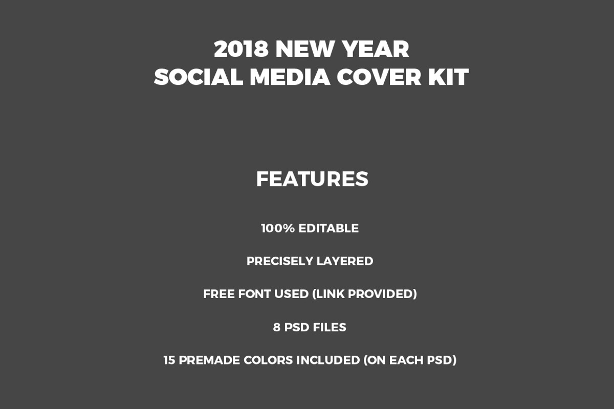 2018 New Year Social Media Cover Kit, a Social Media Template by akram (Photo 2 of 6)