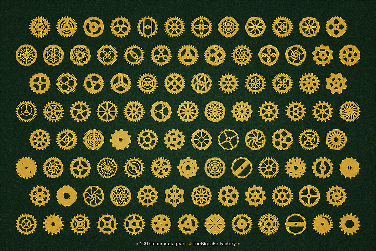 100 vector gears (Ai, Eps, Png, Jpg), an Object Graphic by TheBigLake (Photo 2 of 2)