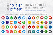 212 Flat Round Social Media Icons, an Icon by ArtFusion (Thumbnail 1 of 5)
