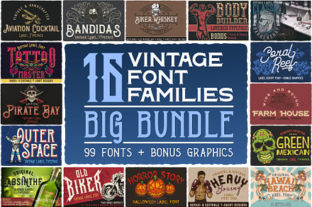 16 Font Families Bundle, a Font by Vozzy Vintage Fonts