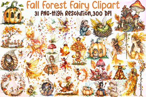 Watercolor Fall Forest Fairy Clipart, an Illustration by Sublimation Artist