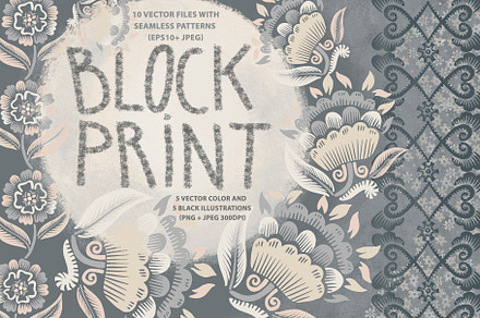 Block Print stylized floral