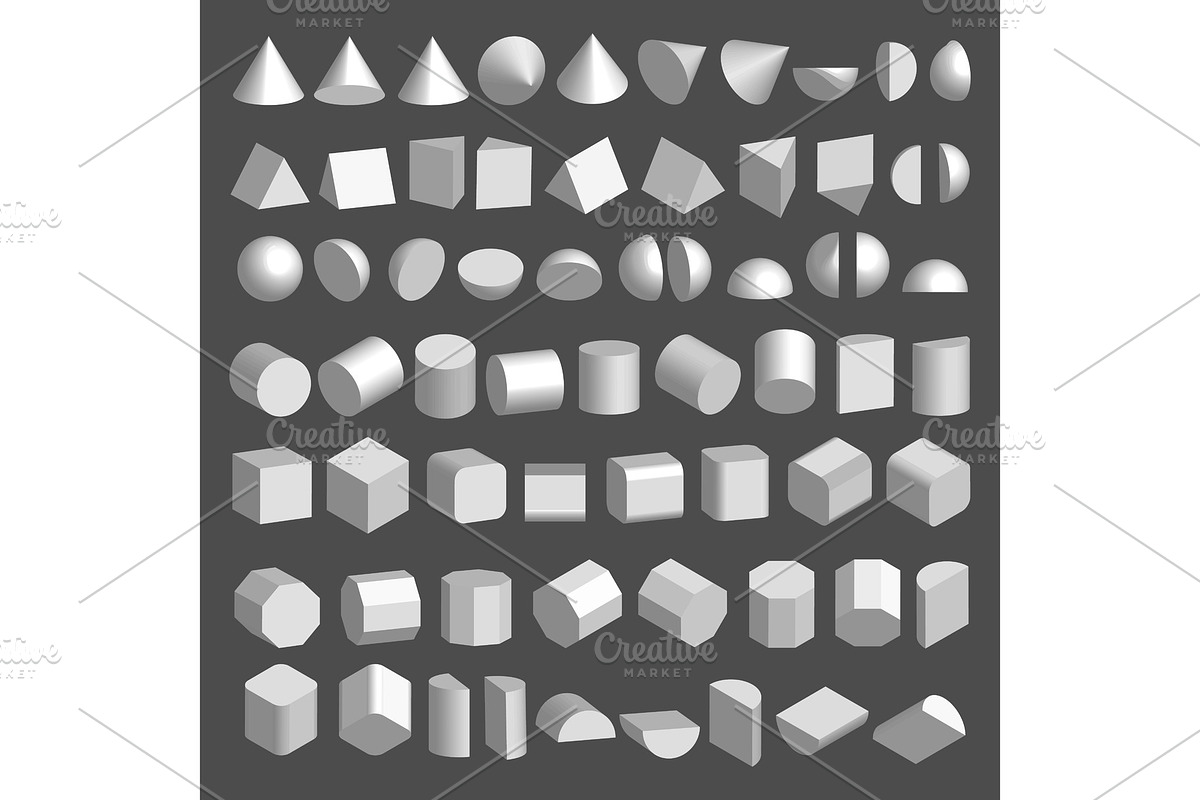 3D shapes set., a Decorative Illustration by tumbalipum