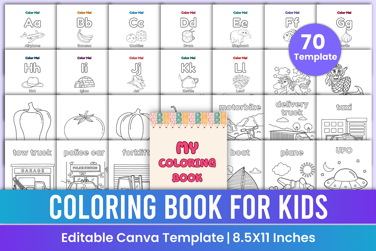 Coloring Book For Kids Canva Kdp, a Stationery Template by Mustafiz (Photo 1 of 7)