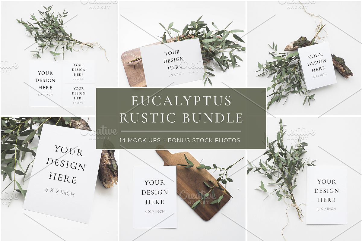 Eucalyptus Rustic Mockup Bundle, a Print Template by Imperium Nordique (Photo 1 of 5)