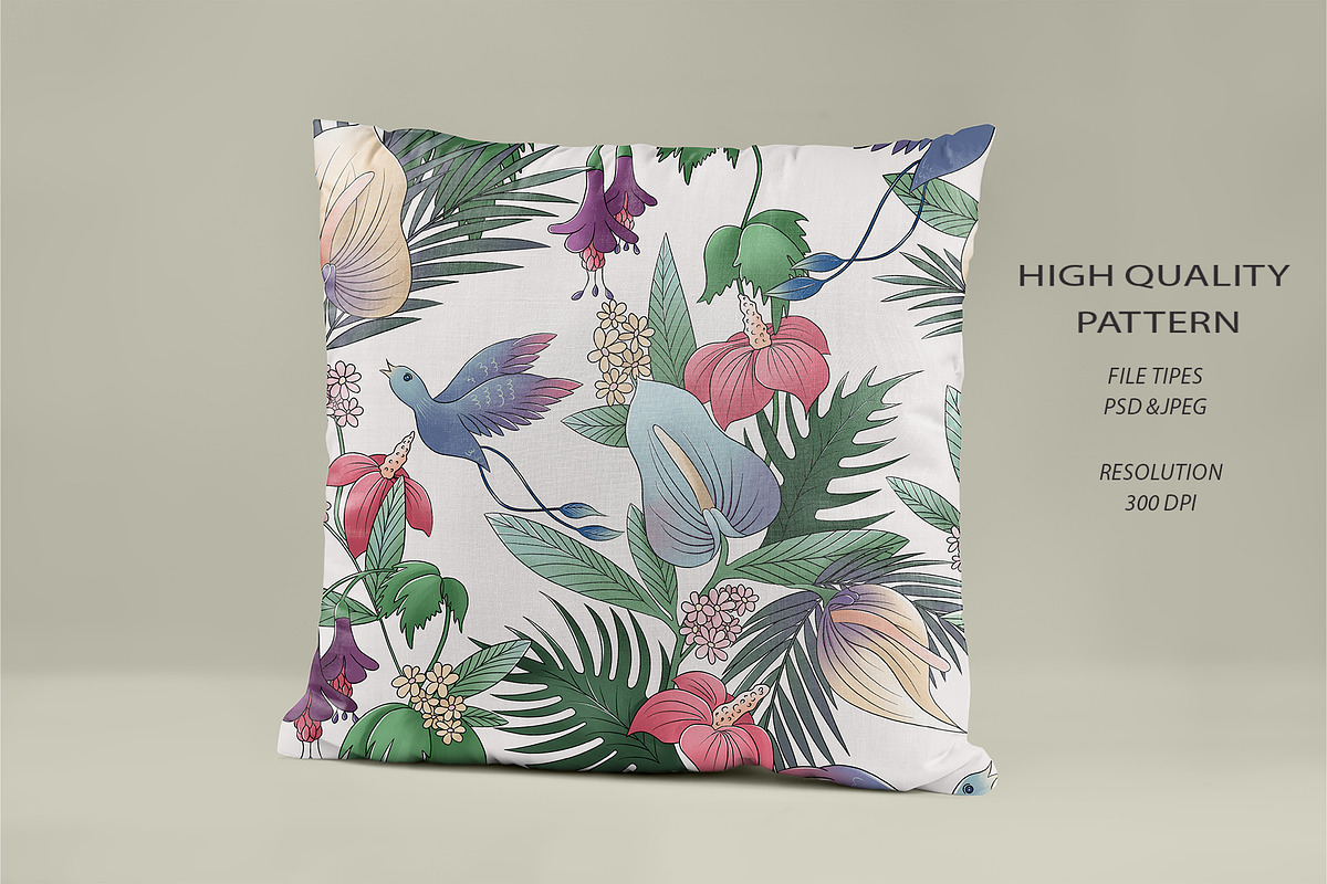 Tropical Garden Pattern Collection, a Wallpaper Graphic by sizileon (Photo 2 of 5)