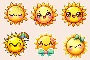 Cute Smiling Sun Sticker Clipart, an Illustration by Designworld (Thumbnail 2 of 5)