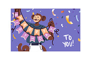 Animals at birthday party set, cards, an Animal Illustration by PaperTrident (Thumbnail 13 of 18)