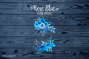 Blue Rose Clip Art Watercolor Rose