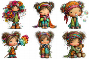 Quirky Cute Little Girl Clipart, an Illustration by Daily.Designs (Thumbnail 6 of 7)