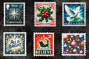Christmas Greetings Stamp Collection, an Illustration by RobertsArt (Thumbnail 2 of 5)