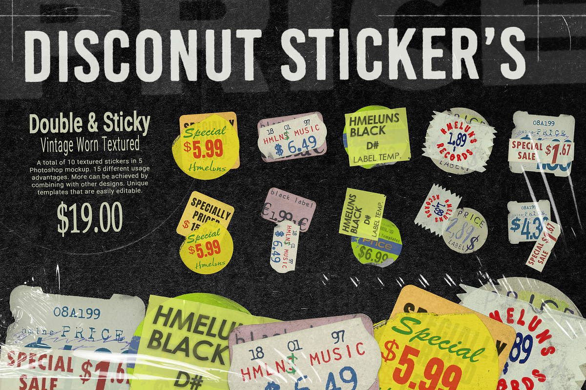 Disconut Stickers Mockup, a Product Mockup by HꟽƎ⅃UИƧ (Photo 1 of 4)