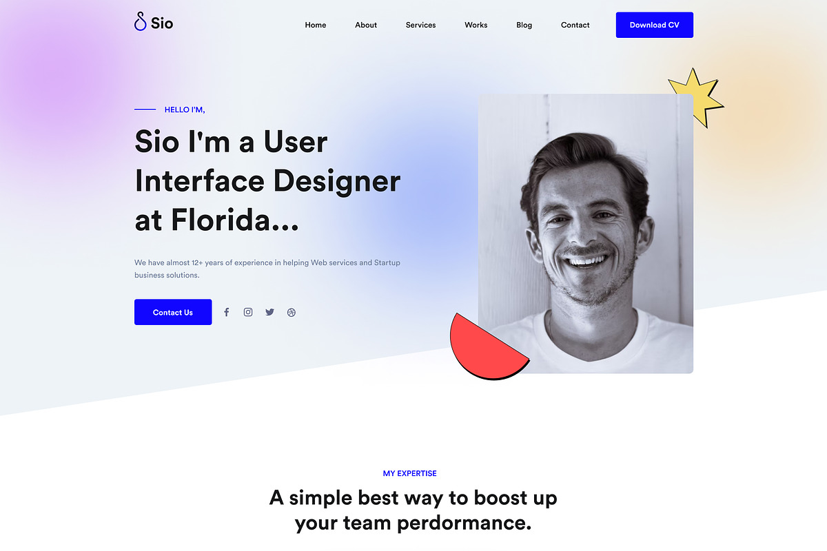 Sio - Personal Portfolio  Figma Temp, an UI Kit Template by ArtGalaxy (Photo 6 of 6)