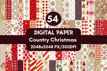 Country Christmas Digital Paper, a Background Graphic by LA Design