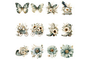 Green Boho Flower Clipart Bundle, a Decorative Illustration by Nicole Branger Art (Thumbnail 9 of 20)