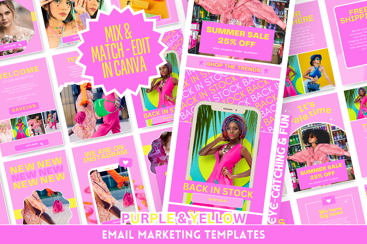 Purple & Yellow Email Templates, an Email Template by SunshineStudioBoutique (Photo 1 of 9)