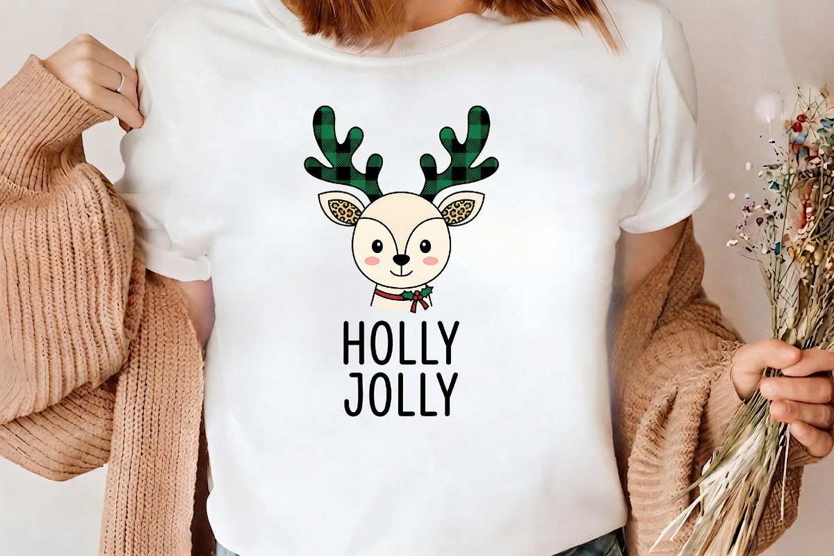 Holly Jolly Christmas Reindeer PNG, a Seasonal Illustration by CrexoraLab (Photo 3 of 4)