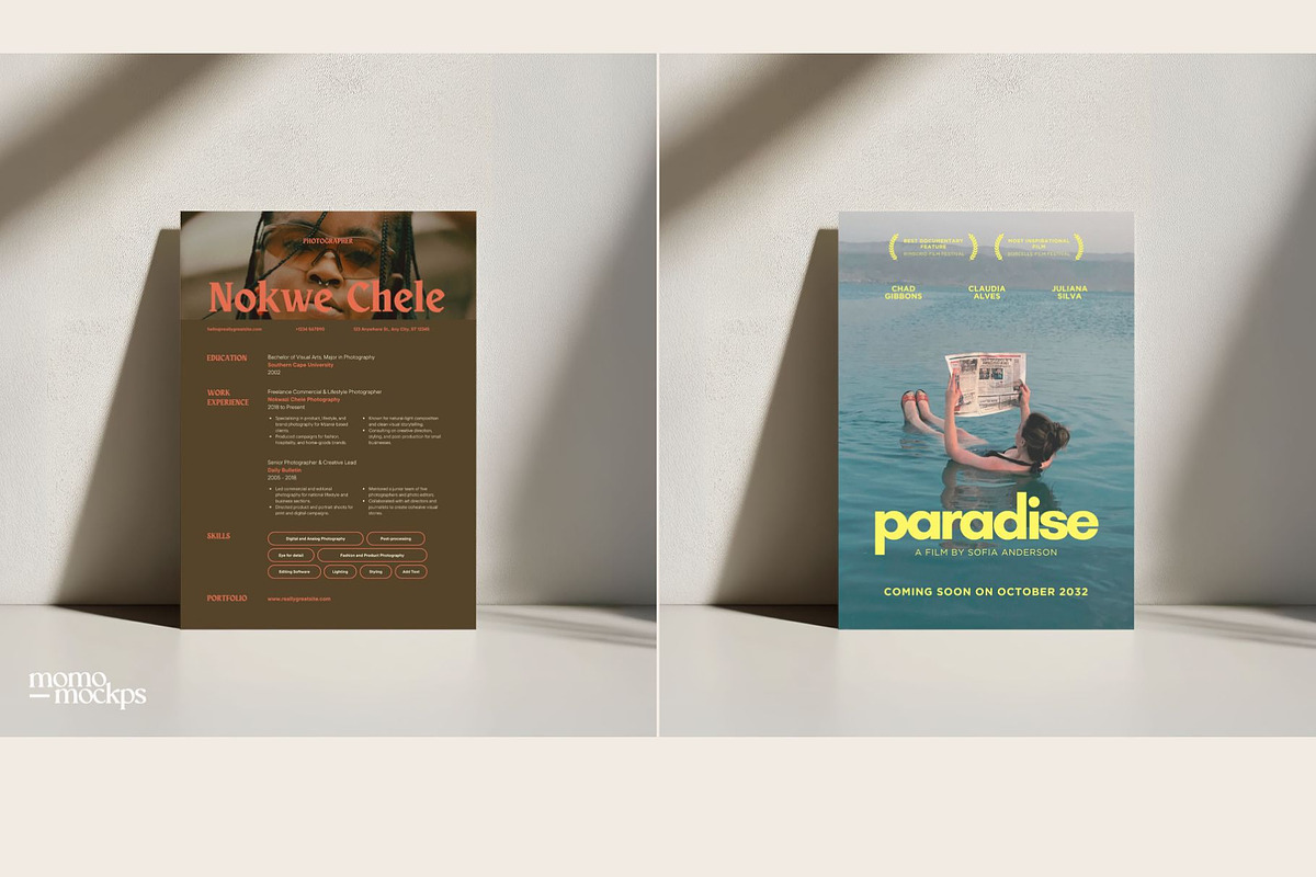 Paper Poster Card Mockup | Branding, a Books & Magazine Mockup by momomockps (Photo 4 of 7)