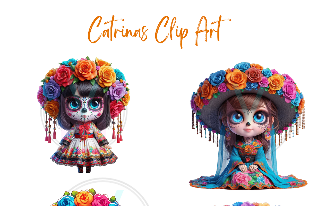 Cute dolls Catrina Day of the dead, a Seasonal Illustration by VM PARTYS  BY TAIRUMA (Photo 4 of 8)