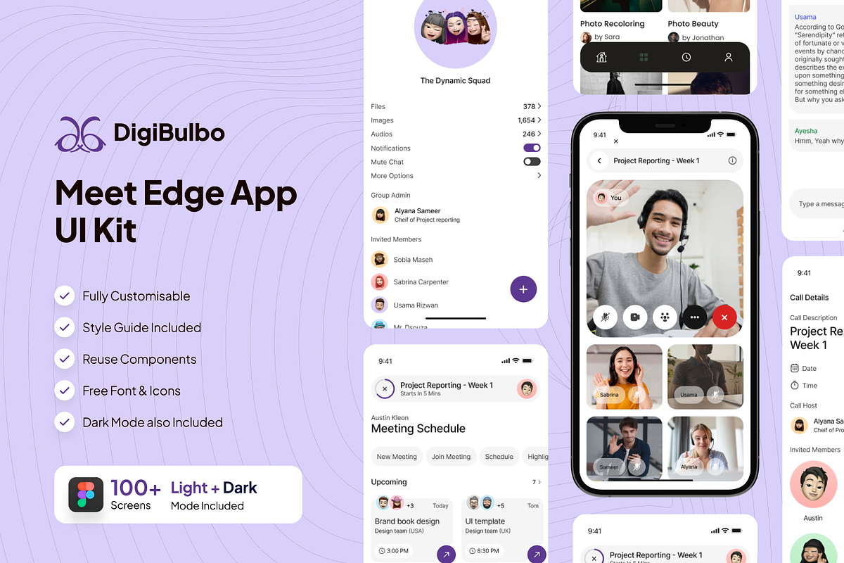 Meet Edge - Online Meeting App UI Ki, an UI Kit Template by Digibulbo (Photo 1 of 8)