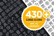 Collection Lines Icons (430+), an Outline Icon by ToozDesign (Thumbnail 1 of 18)