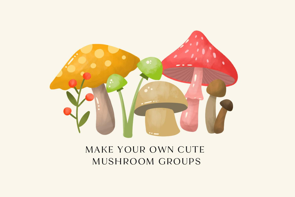 Mushrooms Watercolor Clipart Set, an Object Illustration by Lemonade Pixel (Photo 3 of 5)