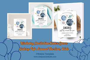 Birthday Invitation Kids Galaxy.