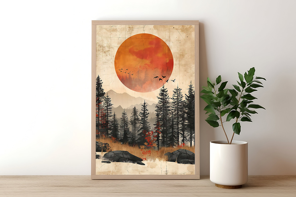 Orange Sun Over Wildflowers, a Decorative Illustration by Housui Patterns (Photo 7 of 8)