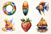 Stained Glass Summer Clipart, an Illustration by Dream Creation (Thumbnail 2 of 6)