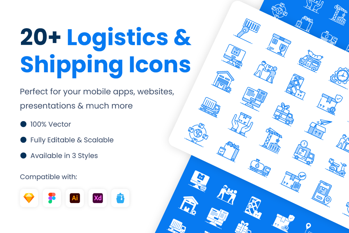 Logistics and Shipping Icons, a Duotone Icon by Brickclay (Photo 1 of 7)