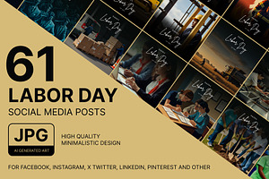 61 Labor day social media posts set, a Social Media Template by Walldecorated