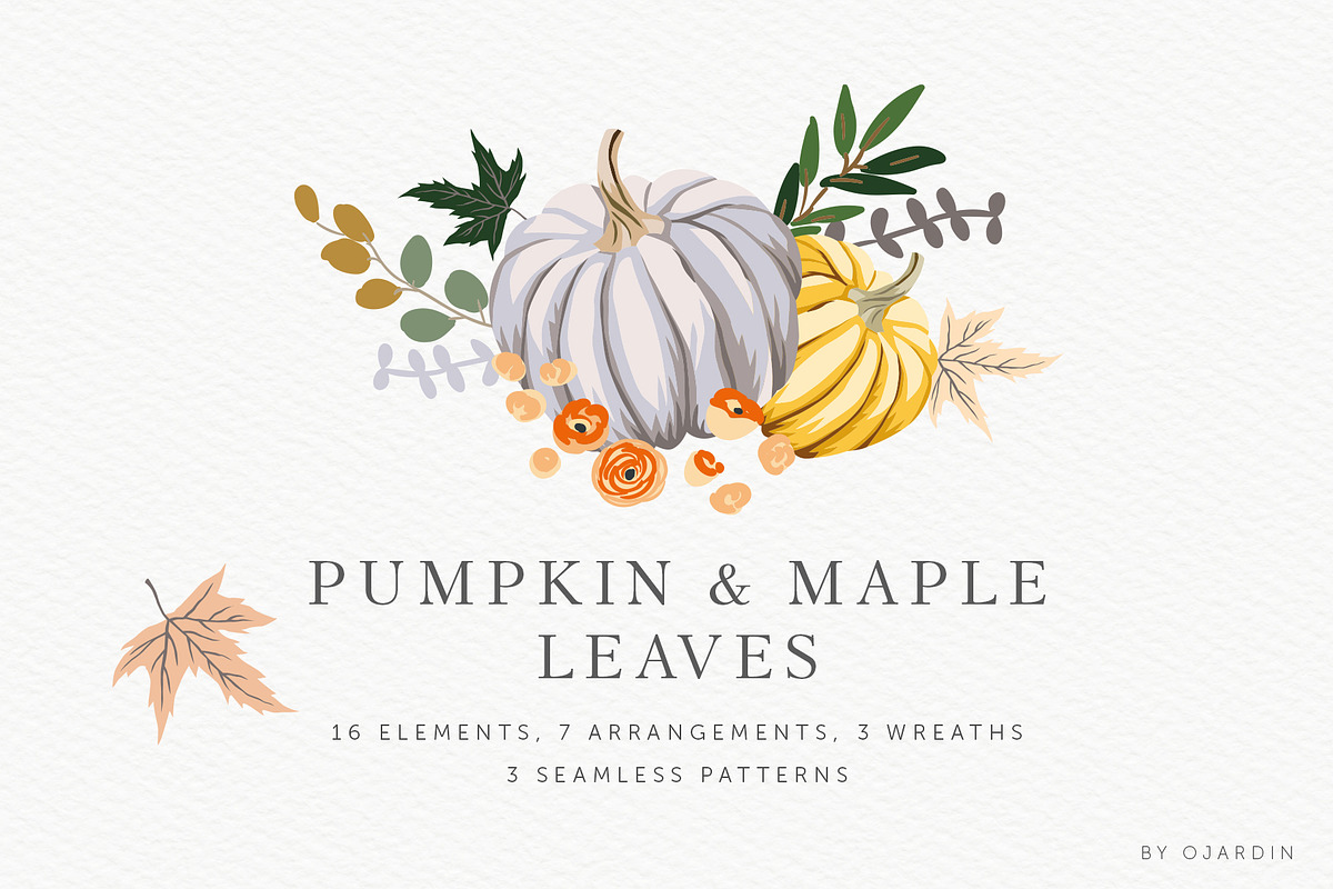 Pumpkin & Maple leaves, an Illustration by OJardin (Photo 1 of 5)