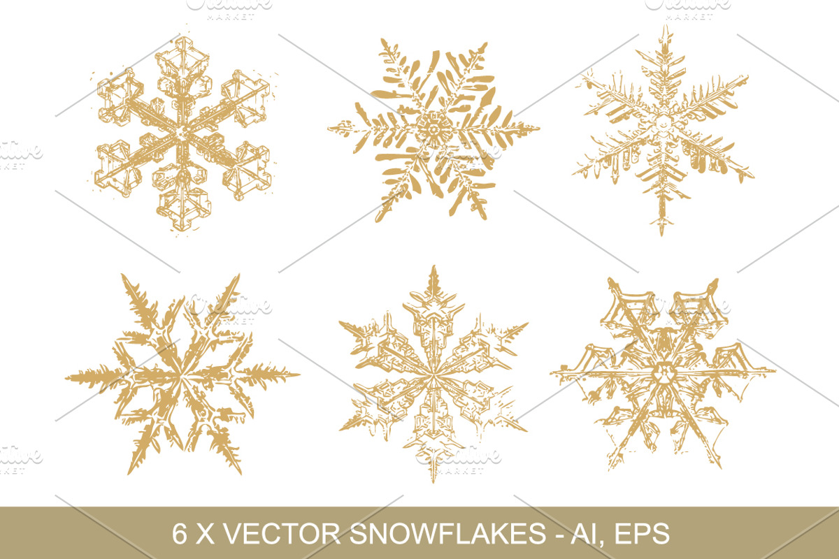 Gold Snowflakes Vector Clipart, an Object Graphic by Galina Ivanova (Photo 2 of 5)