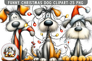 Funny Christmas Dog Clipart, an Illustration by Libby Wishes (Thumbnail 1 of 7)