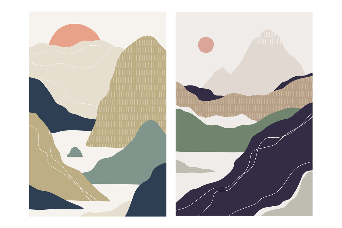 Abstract nature landscapes cards set, a Decorative Illustration by Good Studio (Photo 17 of 34)