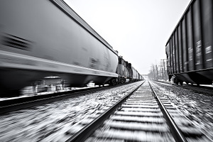 Fast-moving freight train in black, a Transportation Photo by MistyDay