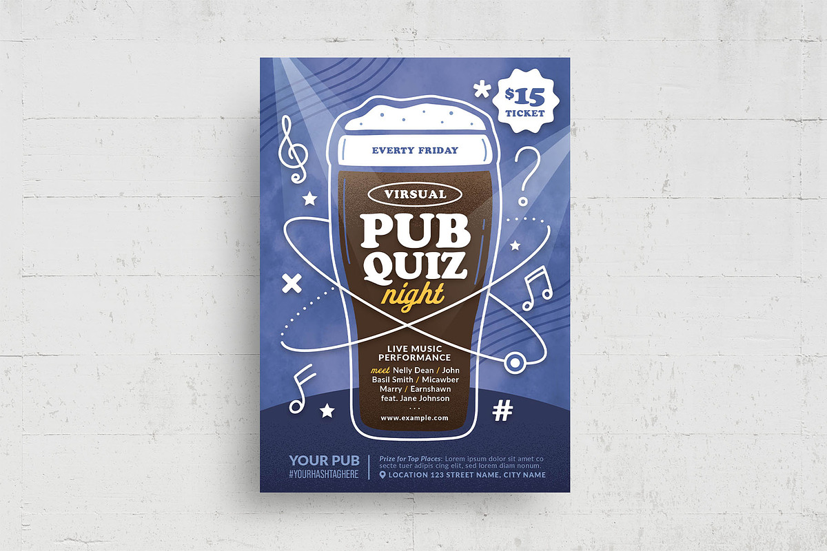 Pub Quiz Night Flyer Template, a Flyer Template by BrandPacks (Photo 1 of 6)