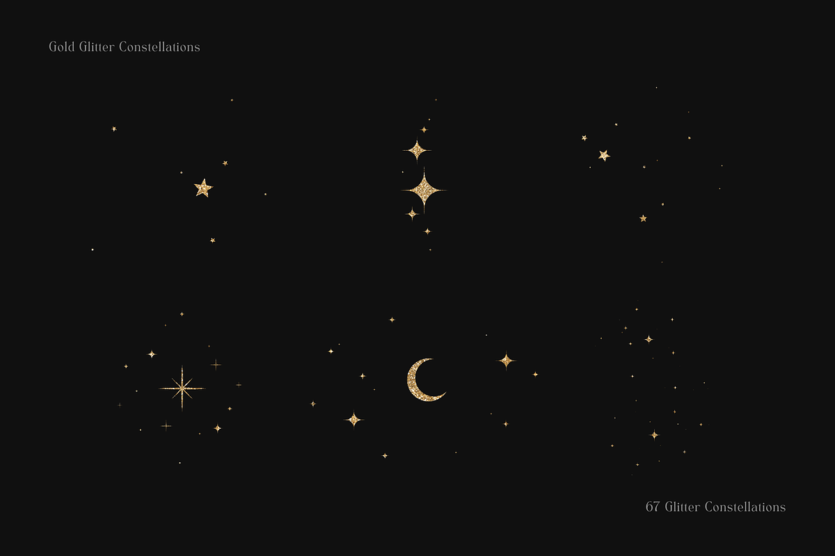 67 Gold Glitter Constellations, an Object Graphic by Ksuview (Photo 5 of 12)